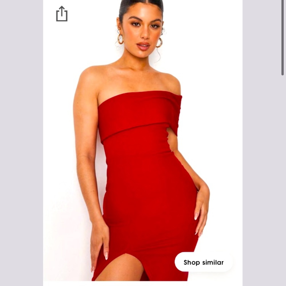 Red One Shoulder MIDI Dress (petite) NWT